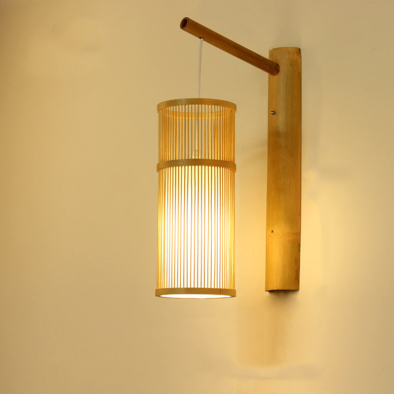Cylinder Round PVC Wood Wall Lamp