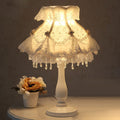 Round Lace Fabric Resin Table Lamp