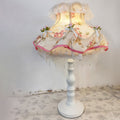 Round Lace Fabric Plastic Table Lamp