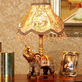 Elephant Round Fabric Resin Table Lamp