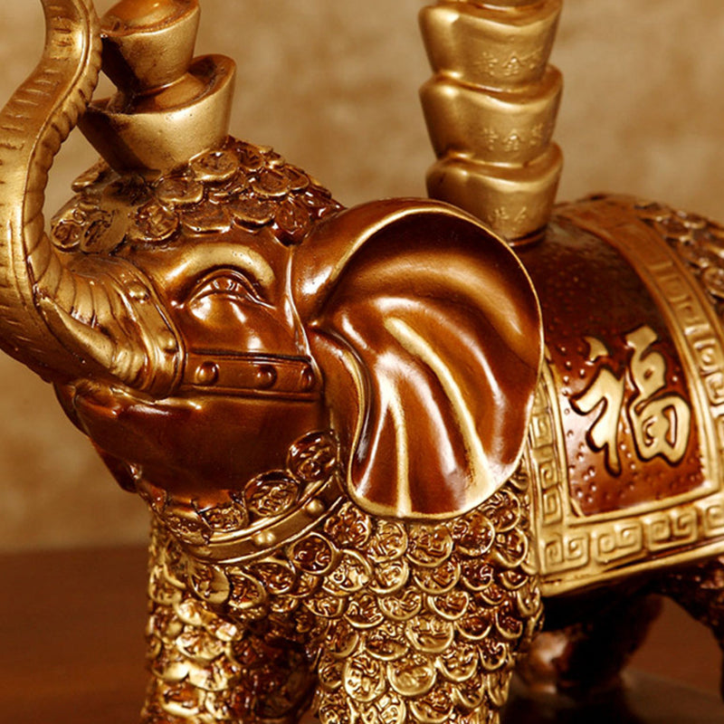 Elephant Round Fabric Resin Table Lamp