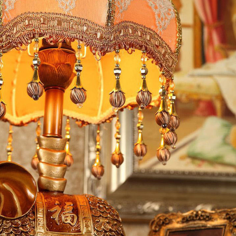Elephant Round Fabric Resin Table Lamp