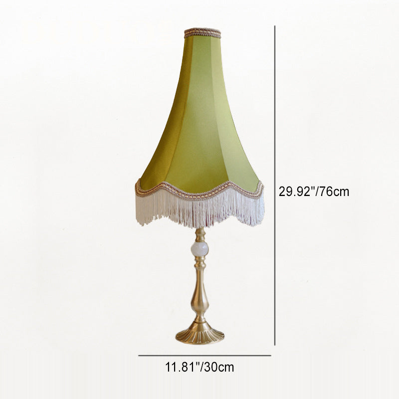 Conical Round Tassel Fabric Table Lamp