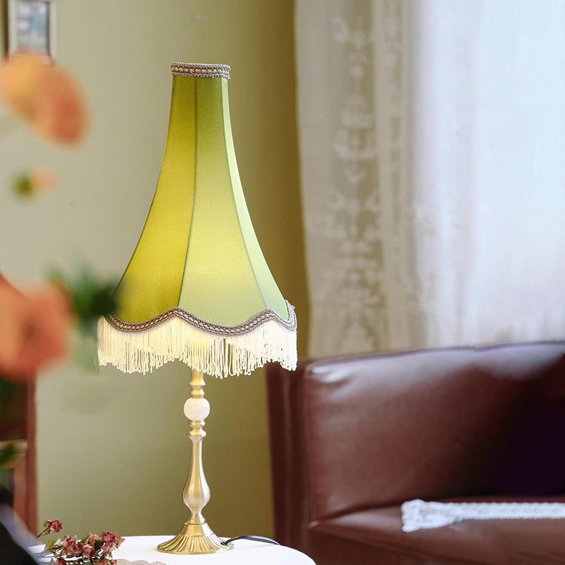 Conical Round Tassel Fabric Table Lamp