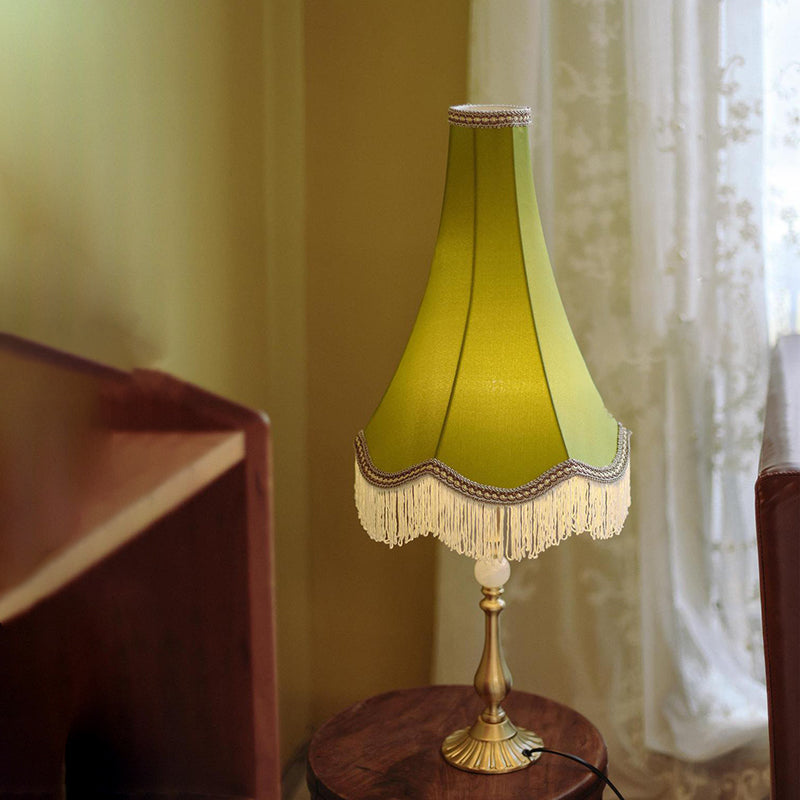 Conical Round Tassel Fabric Table Lamp
