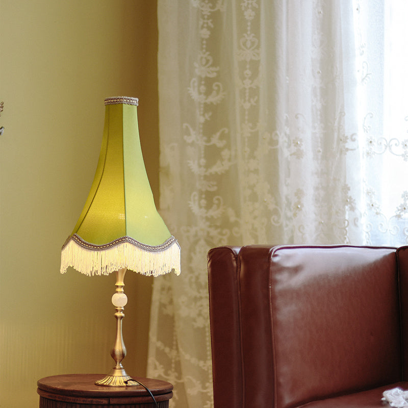 Conical Round Tassel Fabric Table Lamp