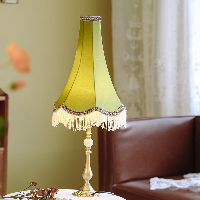Conical Round Tassel Fabric Table Lamp