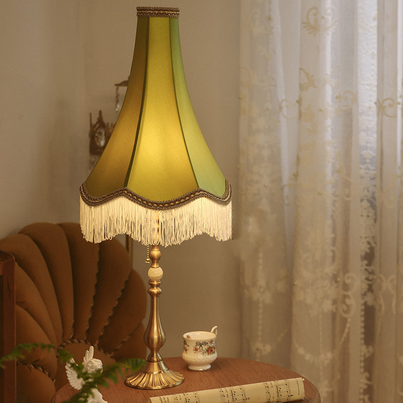 Conical Round Tassel Fabric Table Lamp