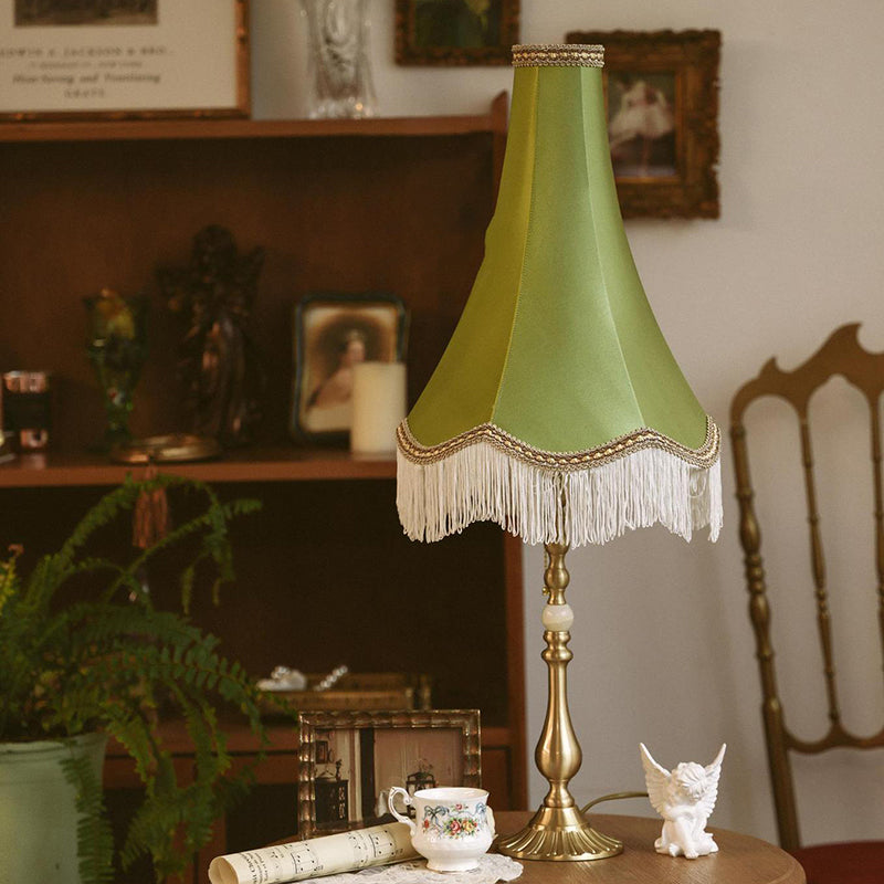 Conical Round Tassel Fabric Table Lamp