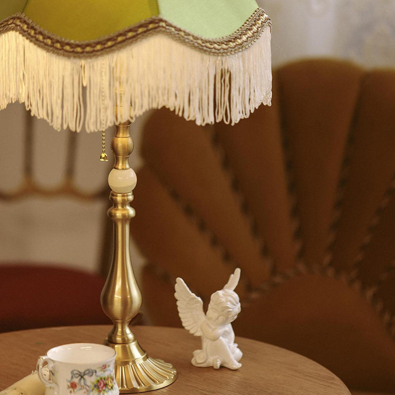 Conical Round Tassel Fabric Table Lamp