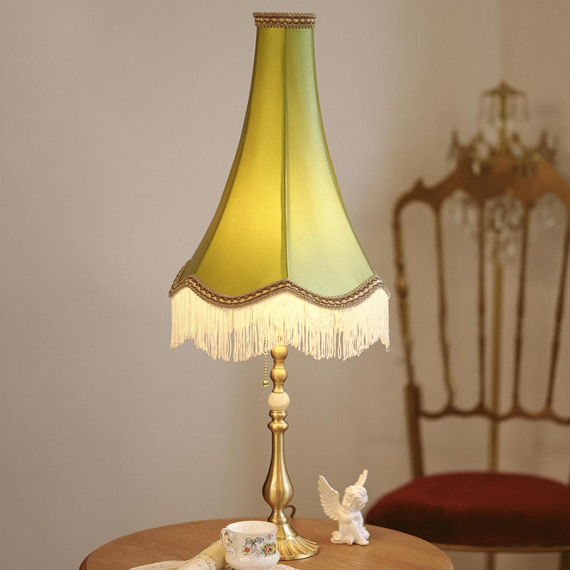 Conical Round Tassel Fabric Table Lamp