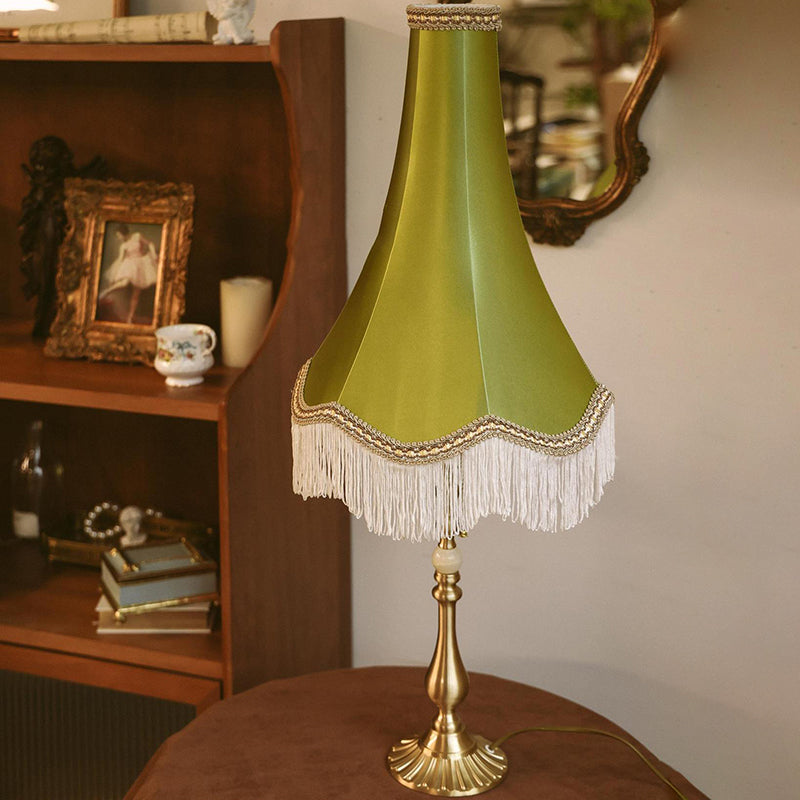 Conical Round Tassel Fabric Table Lamp