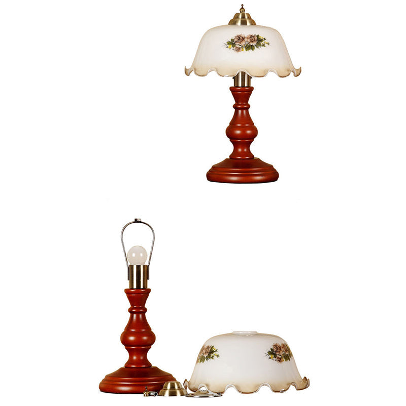 Round Cylinder Flower Fabric Table Lamp