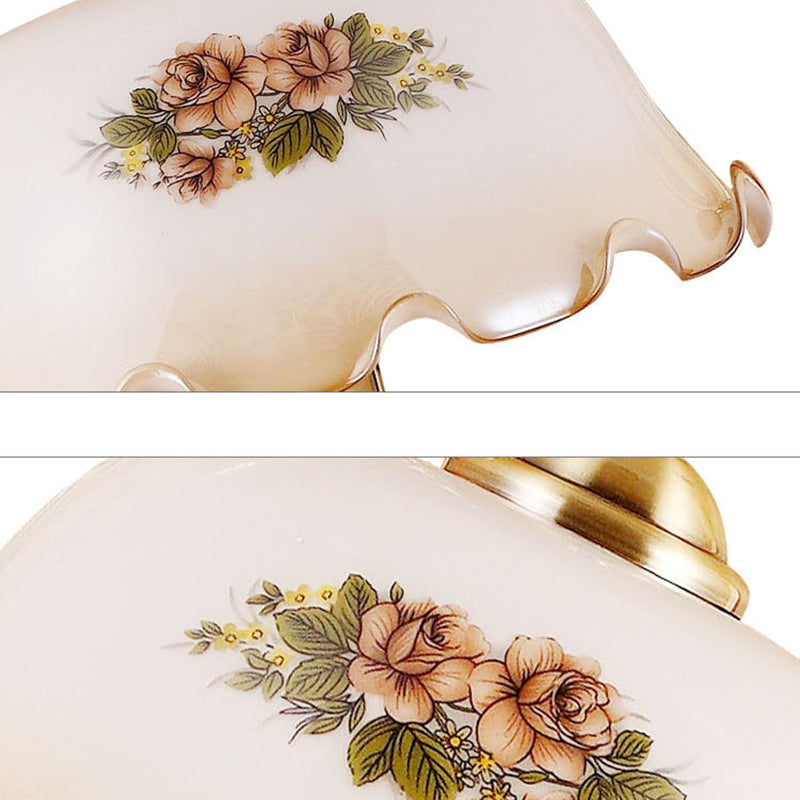 Round Cylinder Flower Fabric Table Lamp