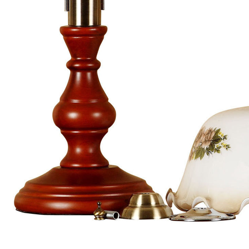 Round Cylinder Flower Fabric Table Lamp