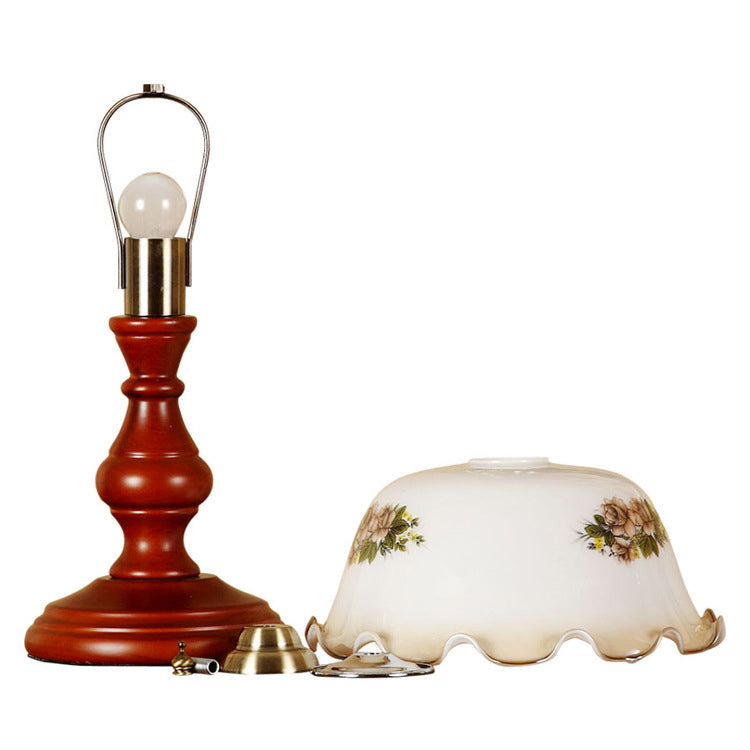 Round Cylinder Flower Fabric Table Lamp