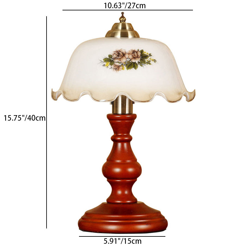 Round Cylinder Flower Fabric Table Lamp