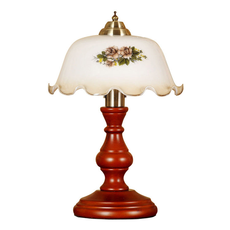 Round Cylinder Flower Fabric Table Lamp