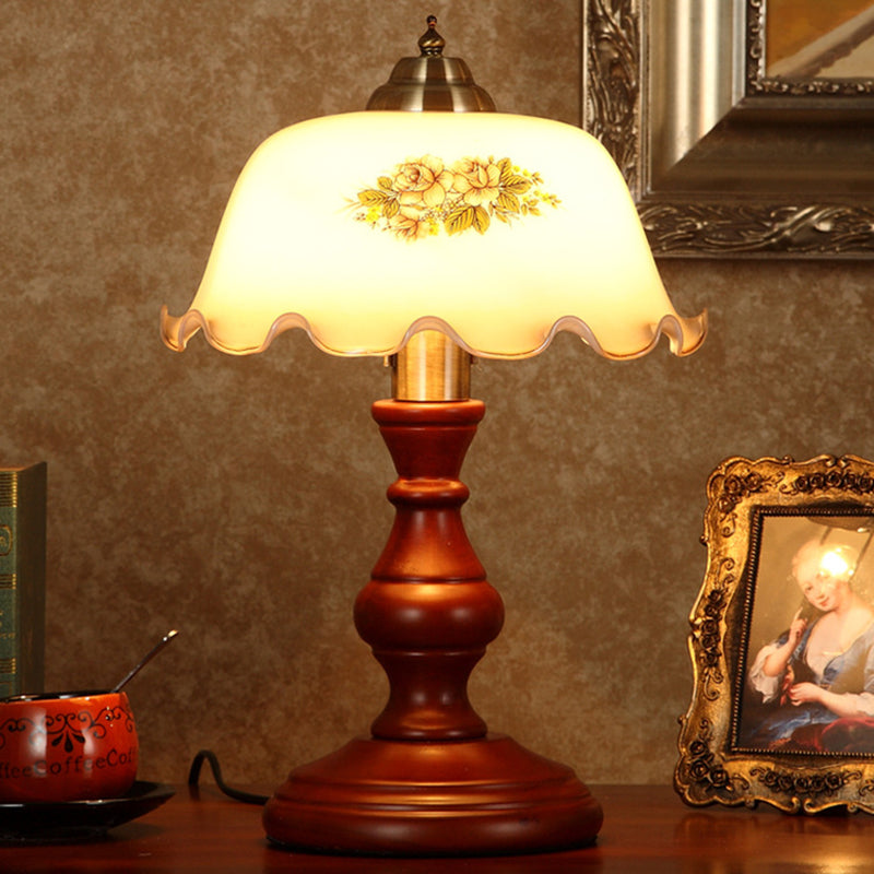 Round Cylinder Flower Fabric Table Lamp