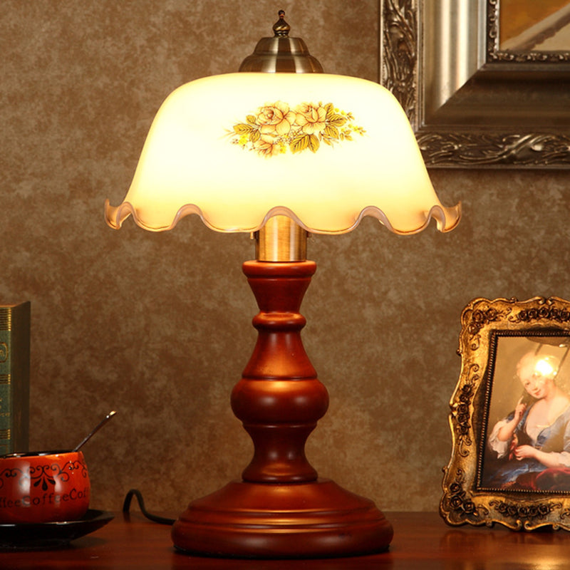 Round Cylinder Flower Fabric Table Lamp