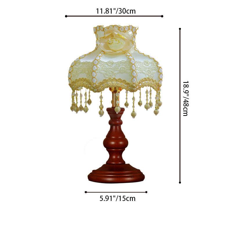 Round Cylinder Flower Fabric Table Lamp