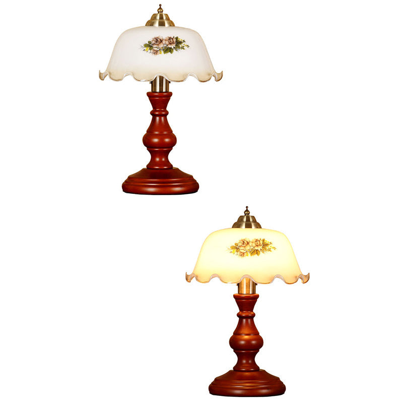Round Cylinder Flower Fabric Table Lamp