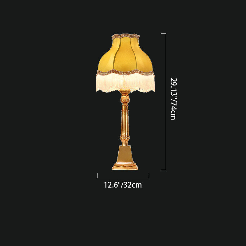 Tassel Round Square Fabric Table Lamp
