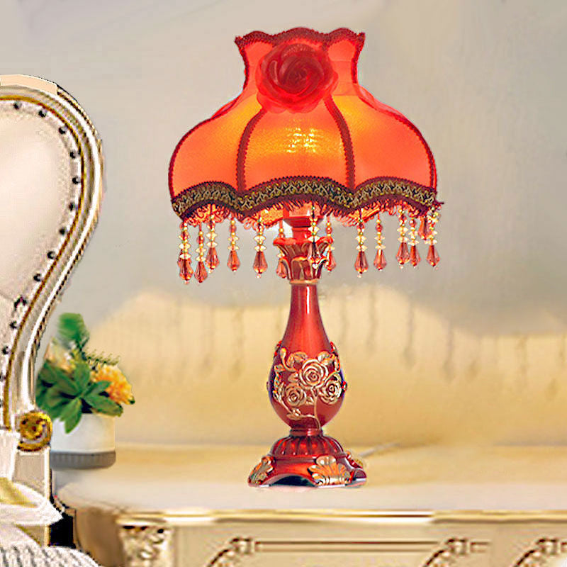 Rose Round Fabric Resin Table Lamp