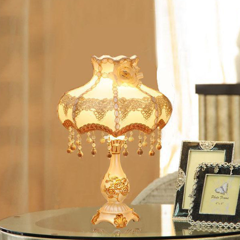 Rose Round Fabric Resin Table Lamp