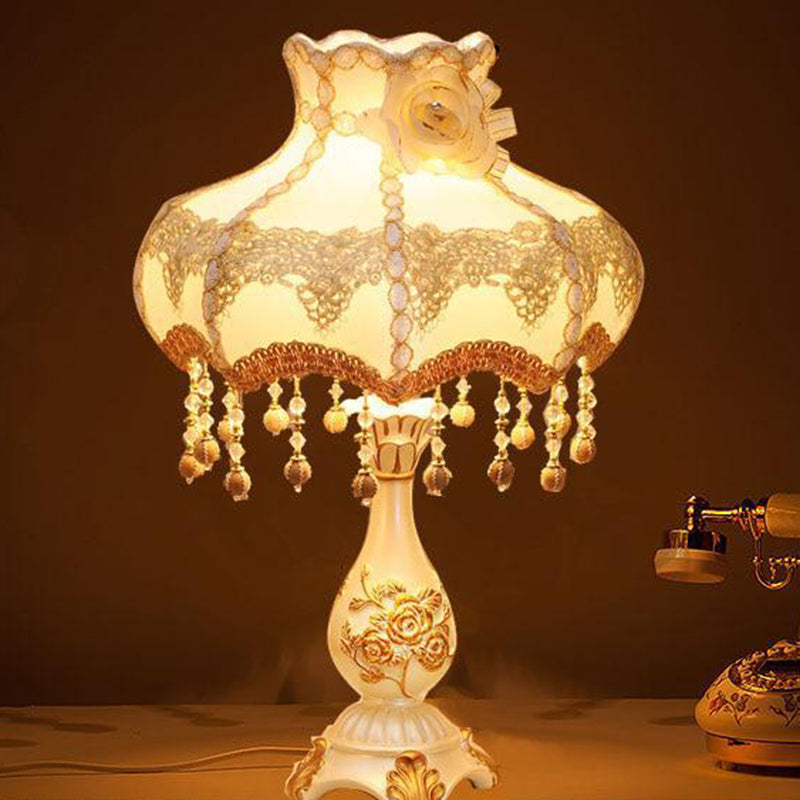 Rose Round Fabric Resin Table Lamp
