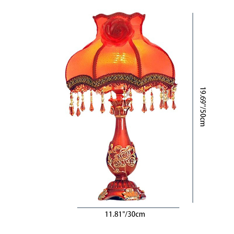Rose Round Fabric Resin Table Lamp