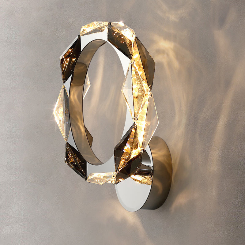 Prismatic Round Crystal Hardware Wall Lamp