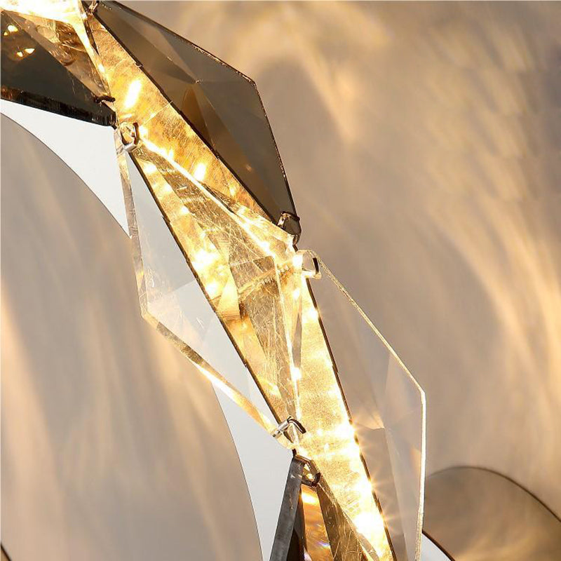 Prismatic Round Crystal Hardware Wall Lamp
