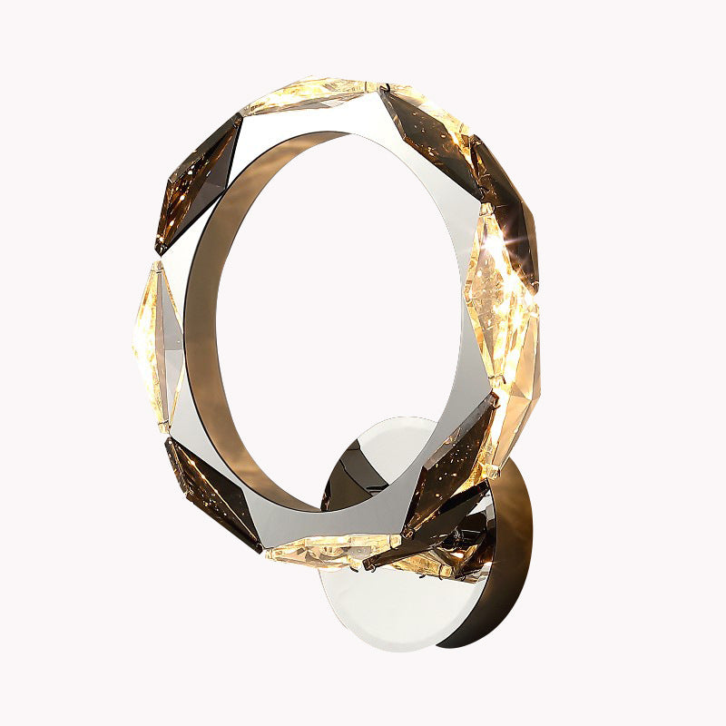 Prismatic Round Crystal Hardware Wall Lamp