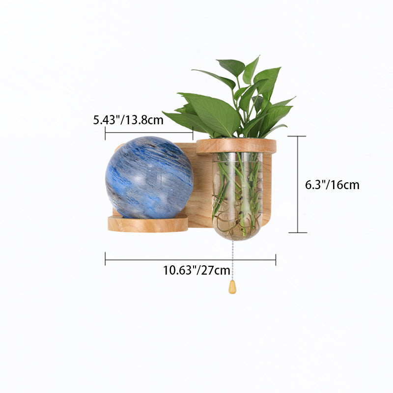 Planet Column Glass Oak Wall Lamp