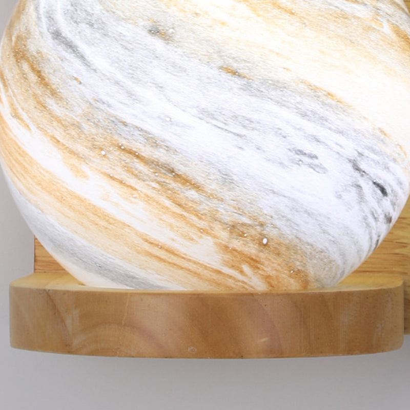 Planet Column Glass Oak Wall Lamp