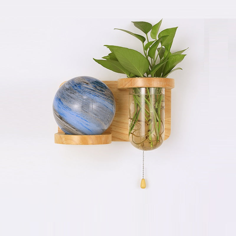 Planet Column Glass Oak Wall Lamp