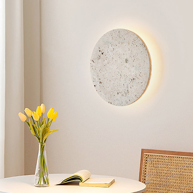 Round Yellow Travertine Living Wall Lamp