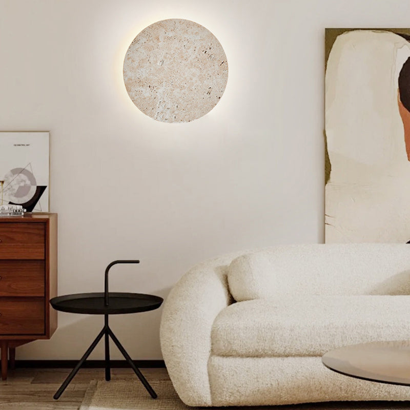 Round Yellow Travertine Living Wall Lamp