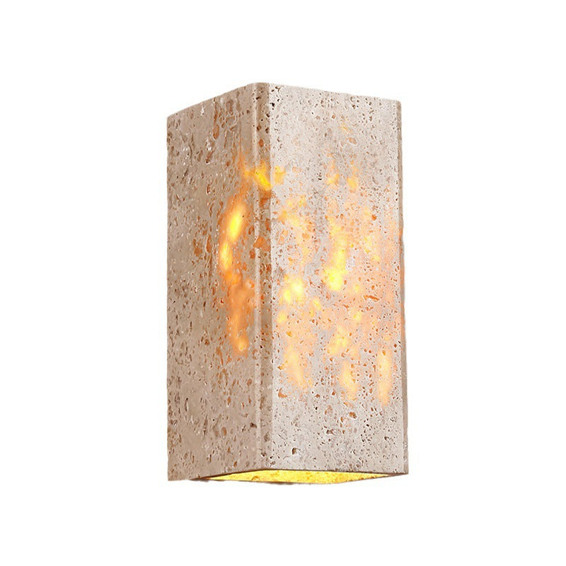 Square Rectangle Yellow Travertine Wall Lamp
