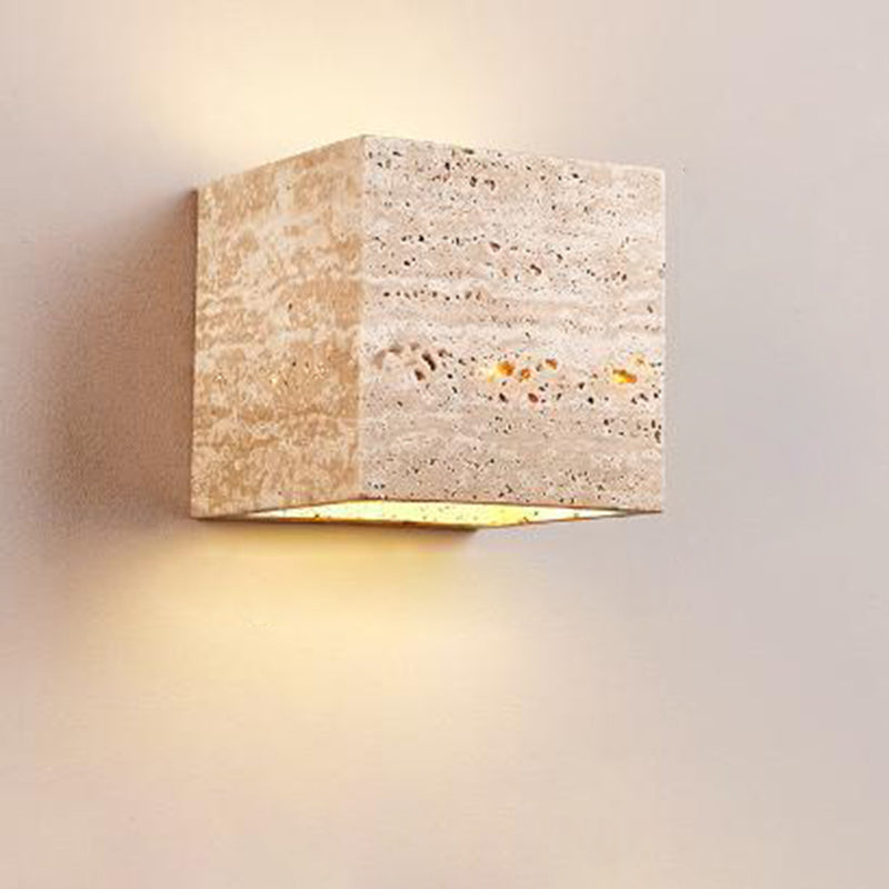 Square Rectangle Yellow Travertine Wall Lamp