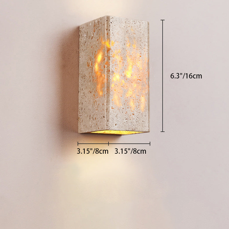 Square Rectangle Yellow Travertine Wall Lamp