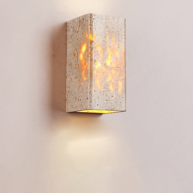 Square Rectangle Yellow Travertine Wall Lamp
