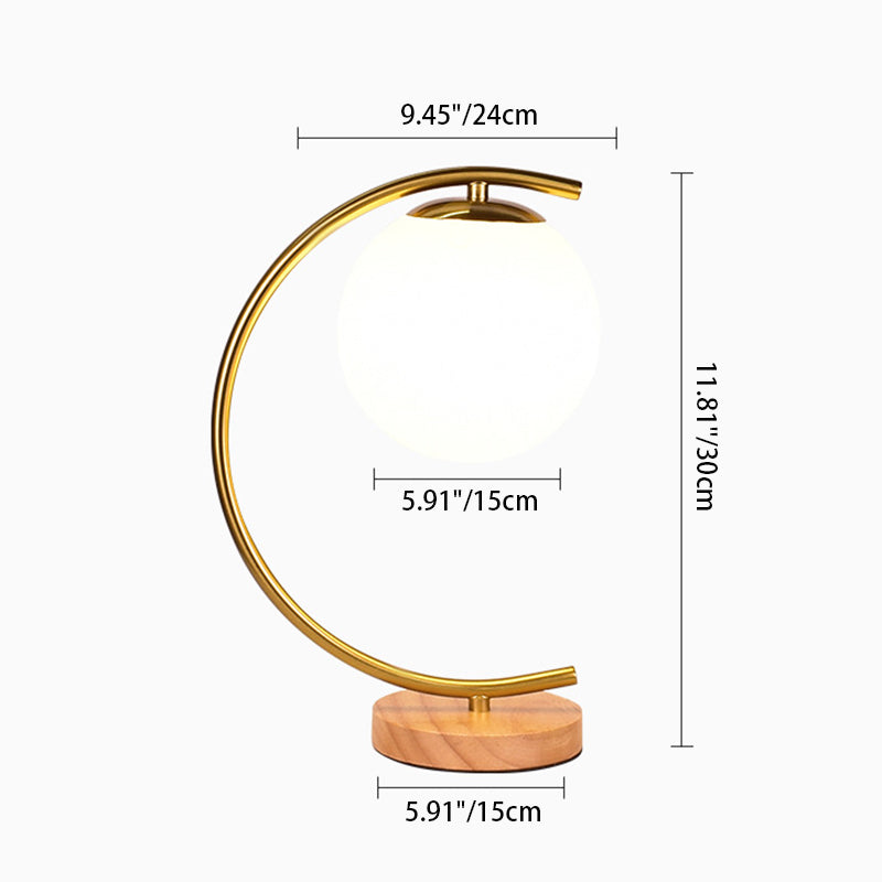 Orb Curved Round Glass Table Lamp