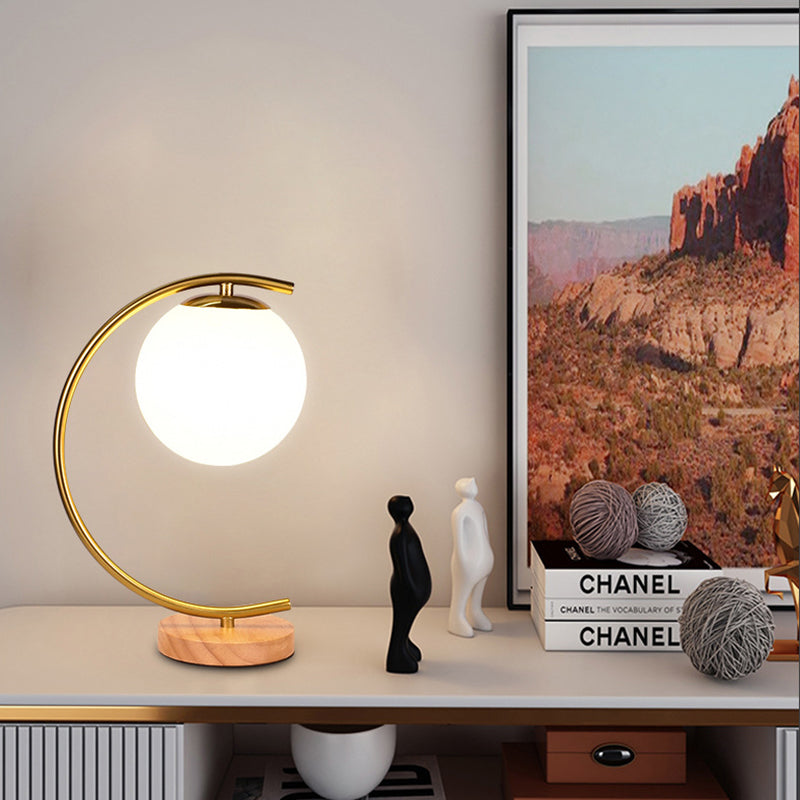 Orb Curved Round Glass Table Lamp