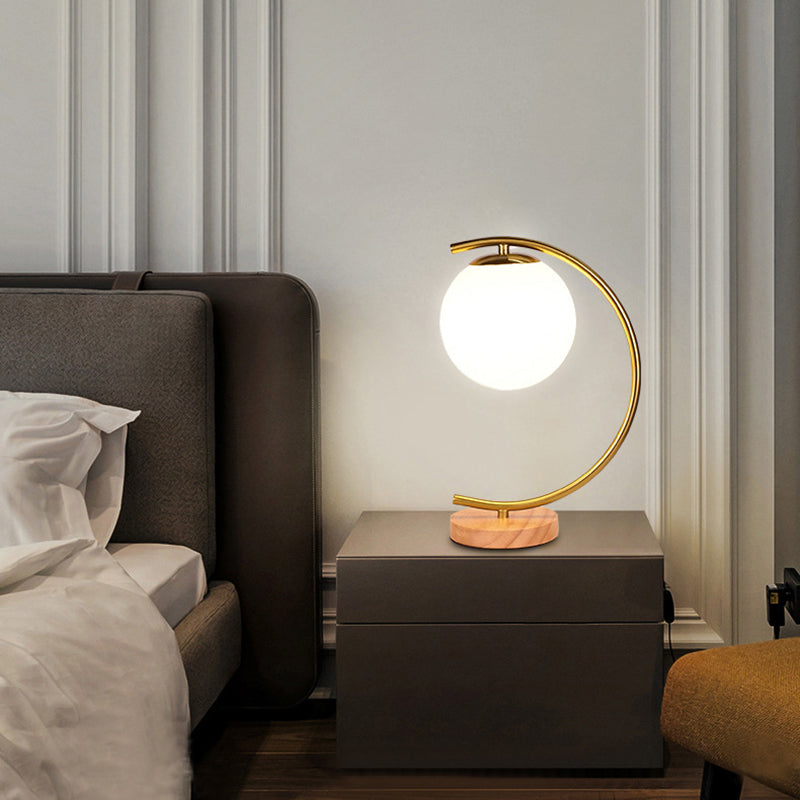 Orb Curved Round Glass Table Lamp