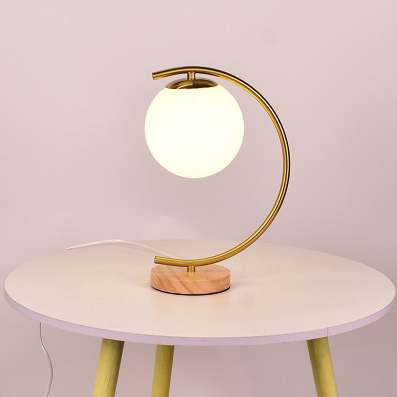 Orb Curved Round Glass Table Lamp
