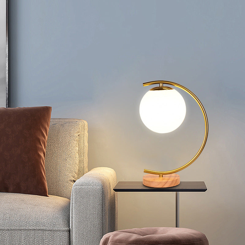 Orb Curved Round Glass Table Lamp
