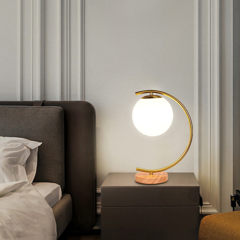 Orb Curved Round Glass Table Lamp