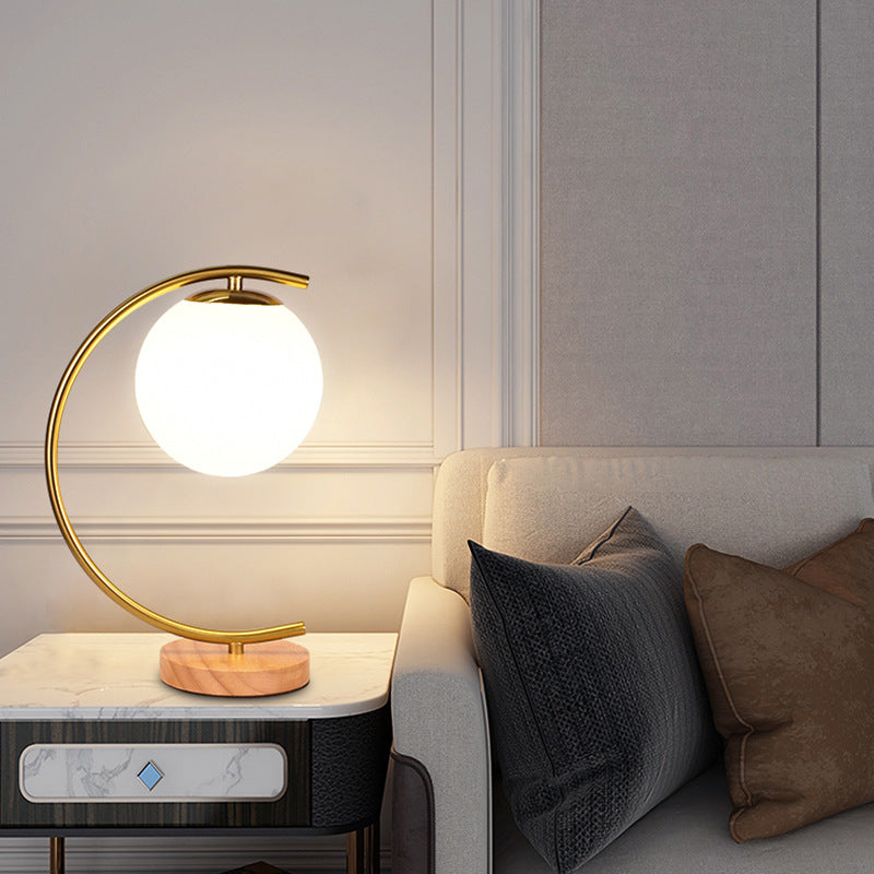 Orb Curved Round Glass Table Lamp